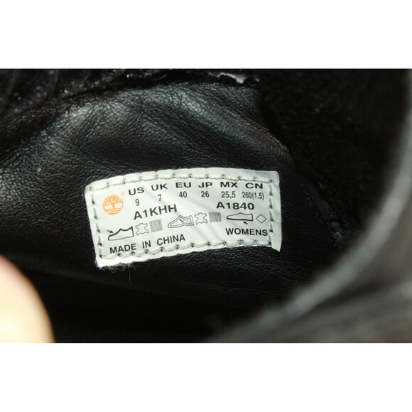 Timberland Premium Size 9 Shoes Black Velvet Leather Waterproof Boots Lace Up - Picture 9 of 10